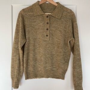 Twik Tan Button-Up Sweater